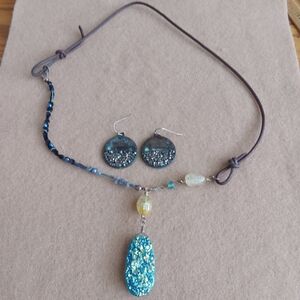 Druzy Necklace & Earrings